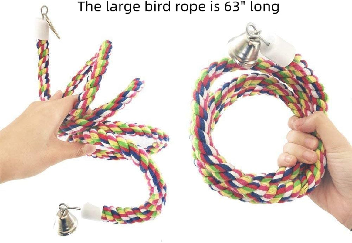 Bird Rope Perch - Flexible Spiral Bungee Stand for Parakeets, Cockatiels & Small Parrots (63 inch)