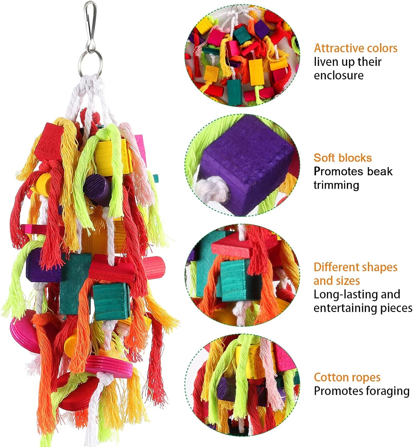 Parrot Chewing Toy - Wooden Block Tearing Toy for Conures, Cockatiels, African Greys & Large Birds