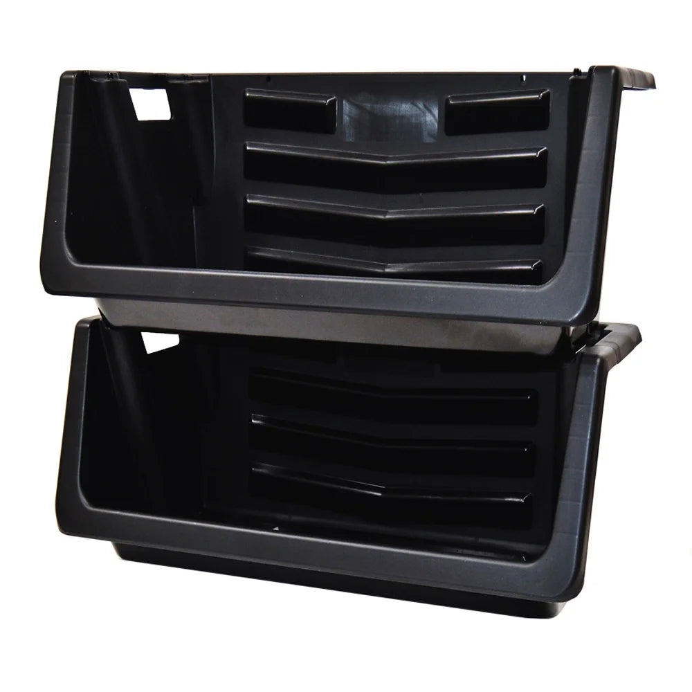Heavy Duty Nesting Plastic Stack Bin, Black