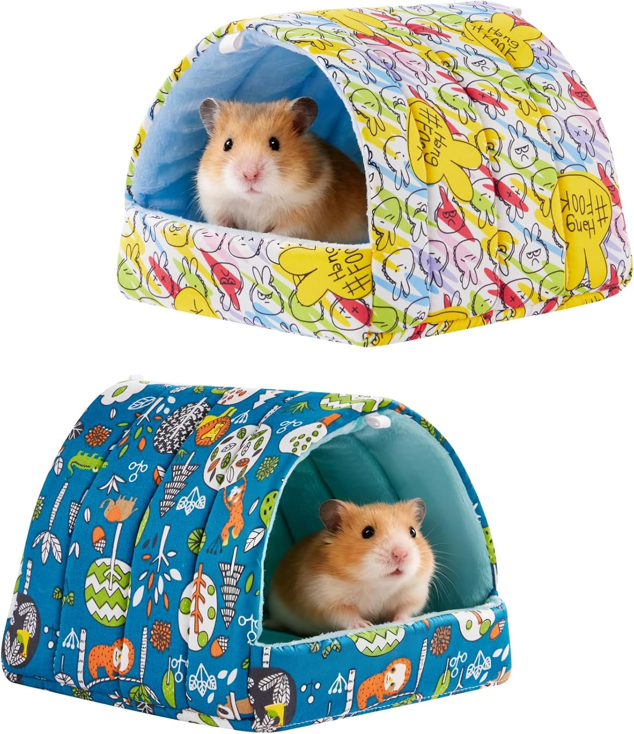 2 PCS Hamster Hideout,Washable Hamster Bed Hamster Bed Hut Hamster House, Small Animal Cage Accessories for Mouse Hedgehogs Ferrets Bearded Dragons and Rats
