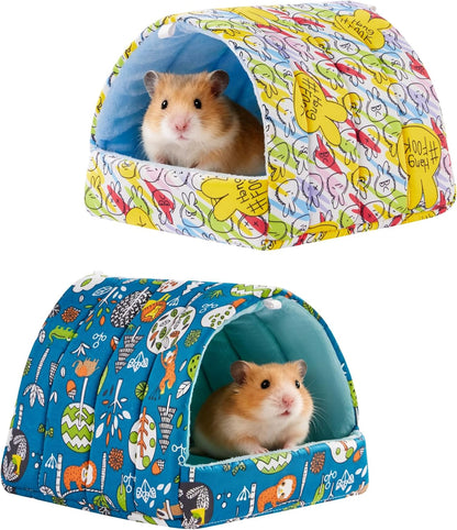 2 PCS Hamster Hideout,Washable Hamster Bed Hamster Bed Hut Hamster House, Small Animal Cage Accessories for Mouse Hedgehogs Ferrets Bearded Dragons and Rats