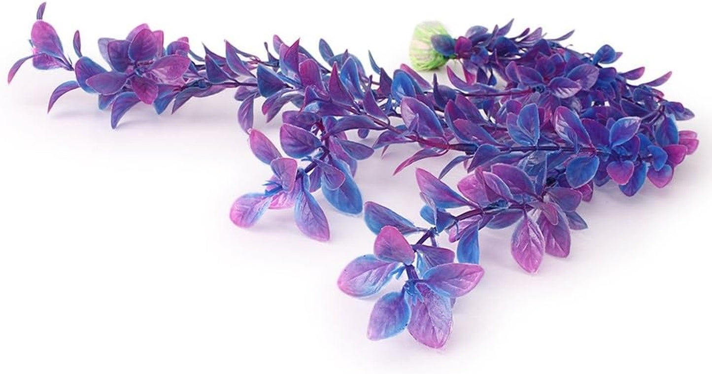 Artificial Aquarium Plants Decoration Plastic Water Ornament for Fish Tank Decor, 16Inch, Purple