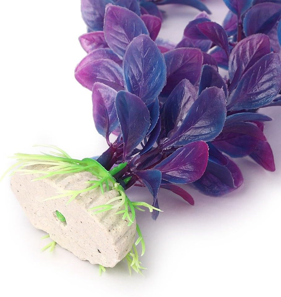 Artificial Aquarium Plants Decoration Plastic Water Ornament for Fish Tank Decor, 16Inch, Purple